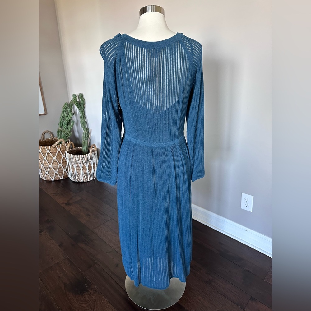 J. Crew x Point Sur Sweater Dress Cotton Ribbed Maxi Holiday Party Teal  XL - Picture 5 of 16